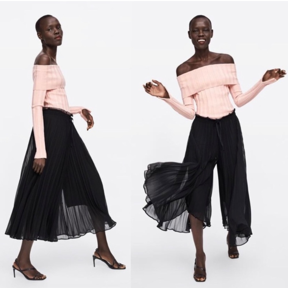 Zara Green Wide Leg 3/4 Length Culotte (Size S), extremely flattering.